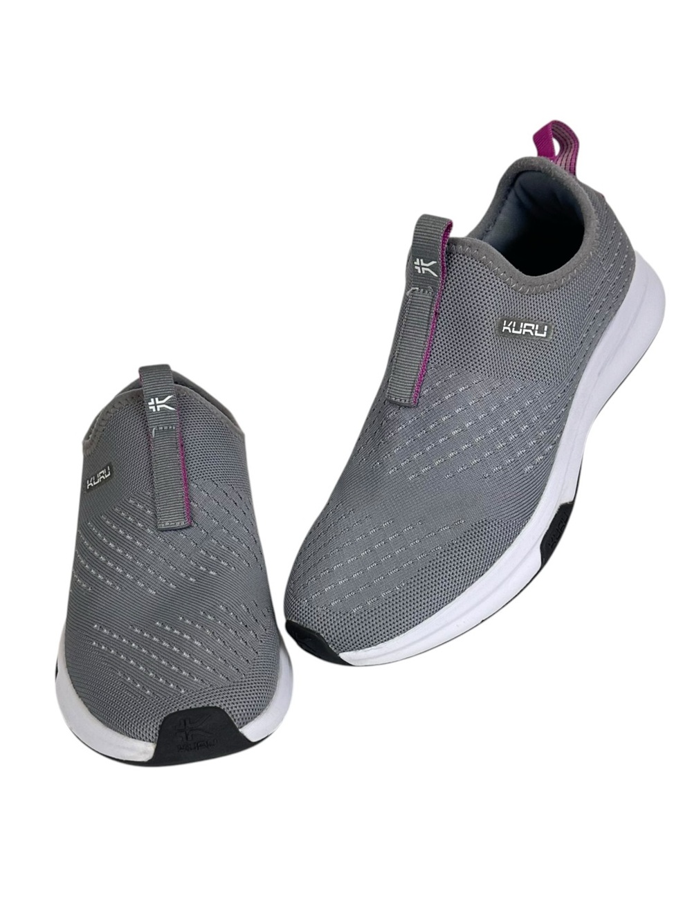 KURU Atom Women's Slip-On Sneakers Stone Gray White Size 8.5